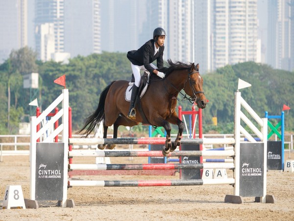 Arjun Kanoi in action during Young Rider Show Jumping Category in Regional Equestrian League