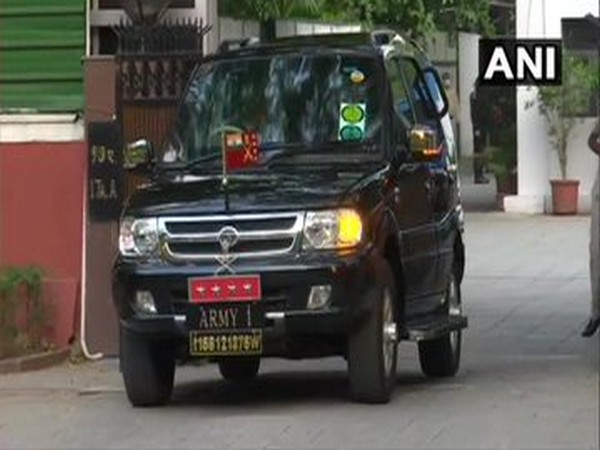 Army Chief General MM Naravane leave from the residence of Defence Minister Rajnath Singh. 