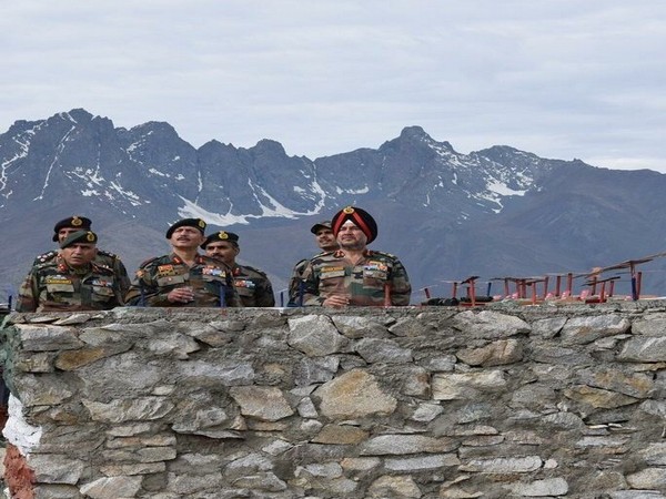 Northern Army Commander Lt Gen Ranbir Singh accompanied by Lt Gen YK Joshi visited forward locations in Ladakh sector on Friday. (Photo tweeted by Northern Army Command)