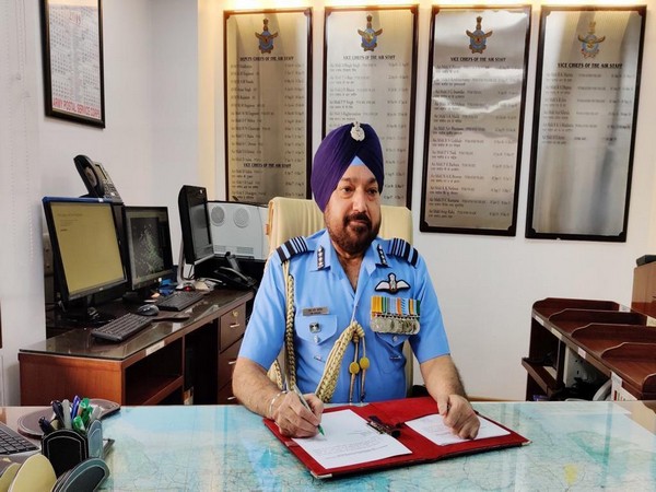 Vice Chief of the IAF, Air Marshal HS Arora at his office in New Delhi on Tuesday. Photo/ANI
