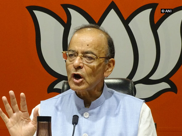 Union Finance Minister Arun Jaitley addressing a press conference in Delhi on Wednesday. Photo/ANI