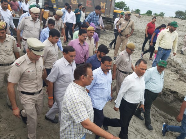 Visual of the inauguration site of pilot project of water conservation plan on Yamuna flood plain.