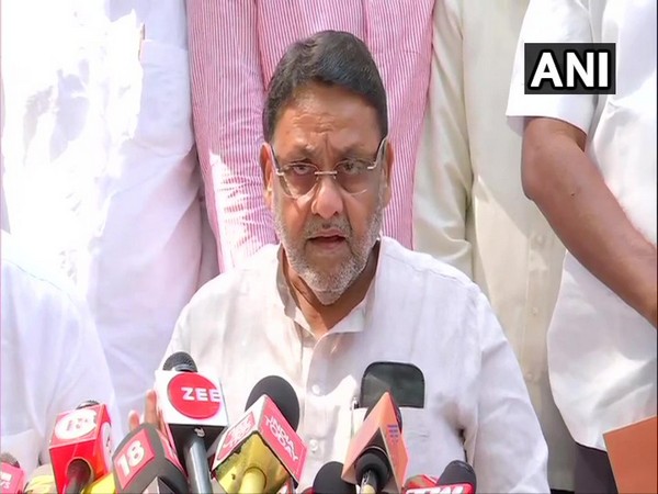 Nationalist Congress Party chief Nawab Malik speaking to media in Mumbai on Monday. (Photo/ANI)