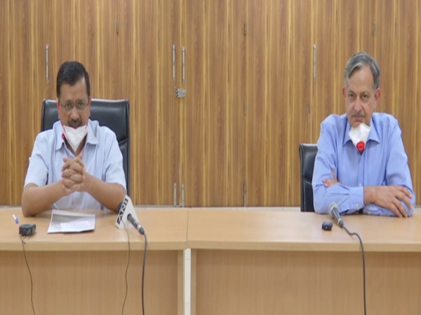 Arvind Kejriwal and Dr SK Sarin, ILBS Director, during the video-conference on Friday. Photo/ANI