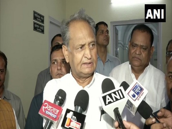 Rajasthan Chief Minister Ashok Gehlot speaking to media. 