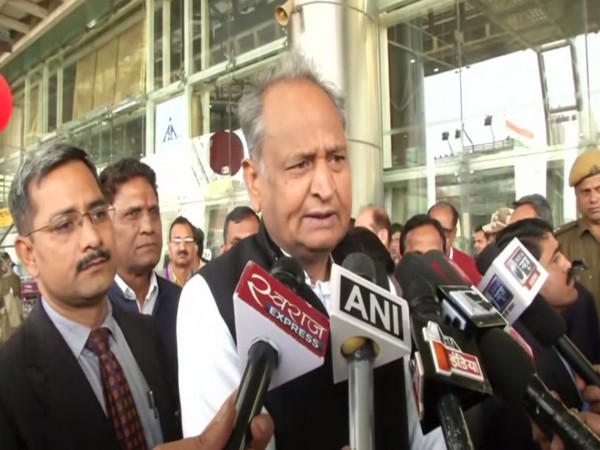 Rajasthan Chief Minister Ashok Gehlot talking to reporters in Jaipur, Rajasthan on Thursday. Photo/ANI