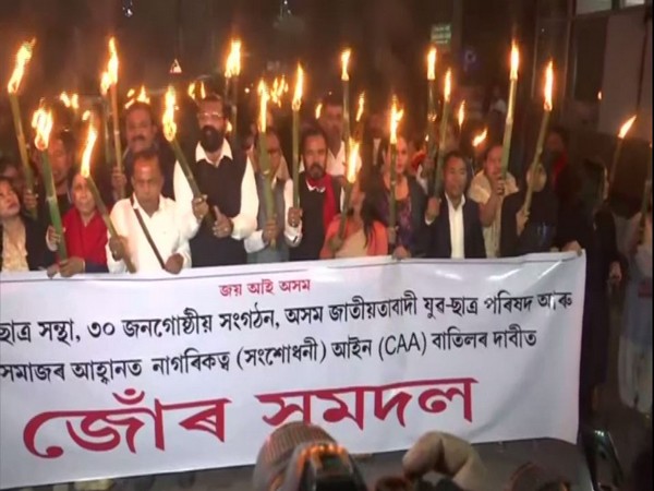 Mashal juloos  against CAA in Guwahati on Saturday. Photo/ANI