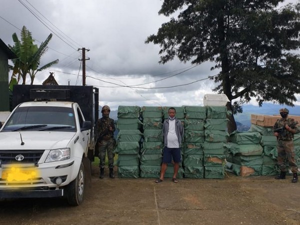 The person apprehended by Assam Rifles. Photo/Twitter (Assam Rifles)