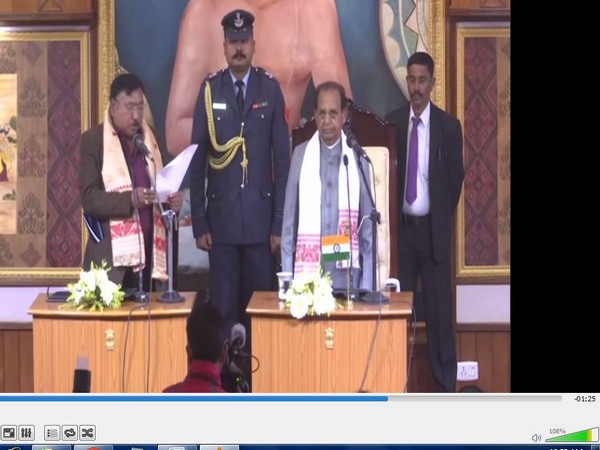 Jogen Mohan takes oath at Raj Bhawan in Assam on Saturday Photo/ANI