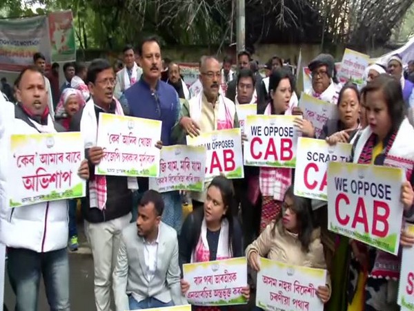 Assam Congress members protesting against the Citizenship (Amendment) Act in Delhi on Friday.