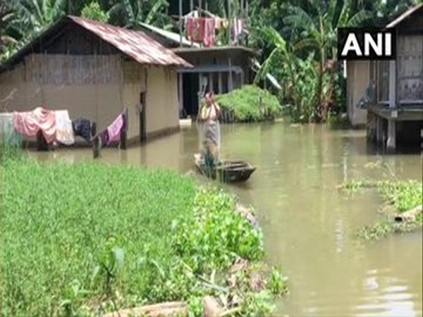Normal life disrupted in Dibrugarh district of Assam after heavy rainfall. Photo/ANI