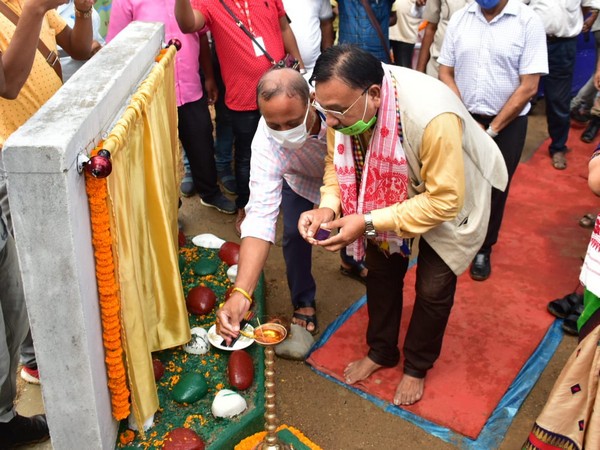 Assam Environment Minister lays foundation stone of Biodiversity Park in Geleki Reserve Forest on Monday. Photo/ANI