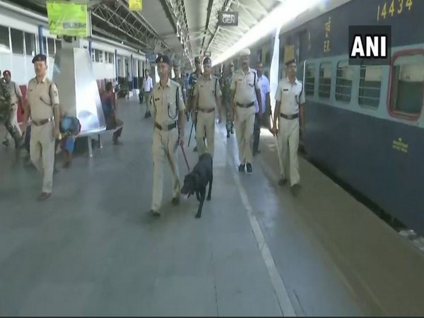Security personnel at the railway stations in Guwahati on Wednesday (ANI)