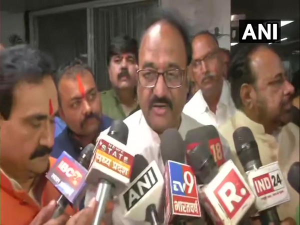 MP Assembly Speaker NP Prajapati speaking to reporters on Tuesday. Photo/ANI