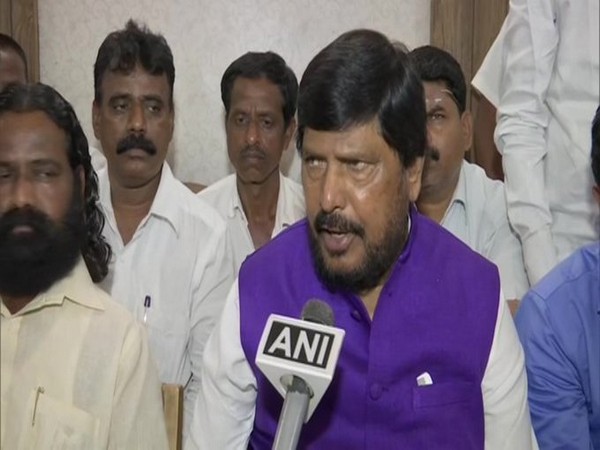 MoS Ministry of Social Justice and Empowerment Ramdas Athawale speaking to ANI in Kolhapur on Monday. Photo/ANI