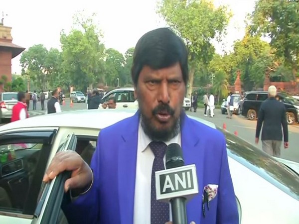 RPI leader Ramdas Athawale speaking to ANI in New Delhi on Tuesday. Photo/ANI