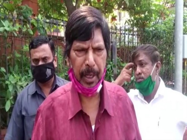 Union Minister Ramdas Athawale speaking to reporters on Friday in Mumbai. [Photo/ANI]