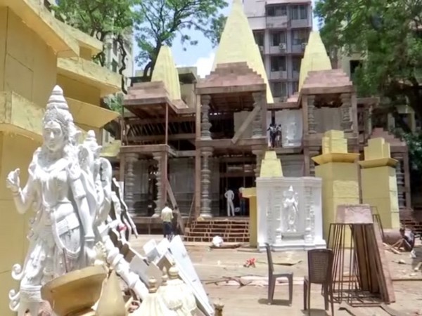 Construction of 'Ram temple' in Mumbai's Ganesh Galli. Photo/ANI