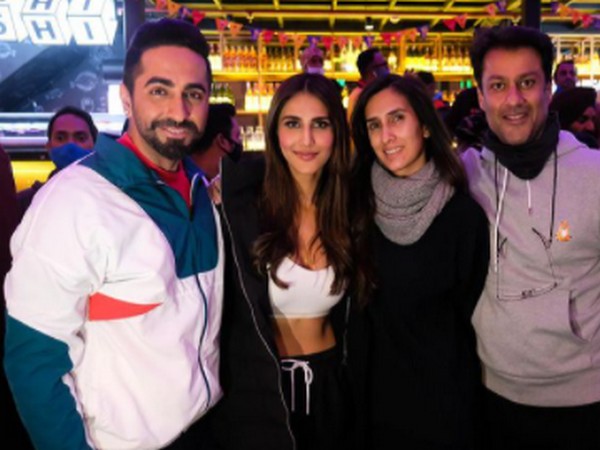 Actor Ayushmann Khurrana with actor Vaani Kapoor and filmmakers Abhishek and Pragya Kapoor. (Image ource: Instagram)