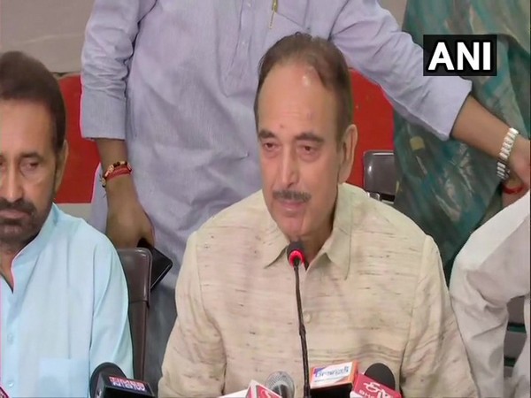 Congress leader Ghulam Nabi Azad addressing a press conference in Patna, Bihar on Wednesday.