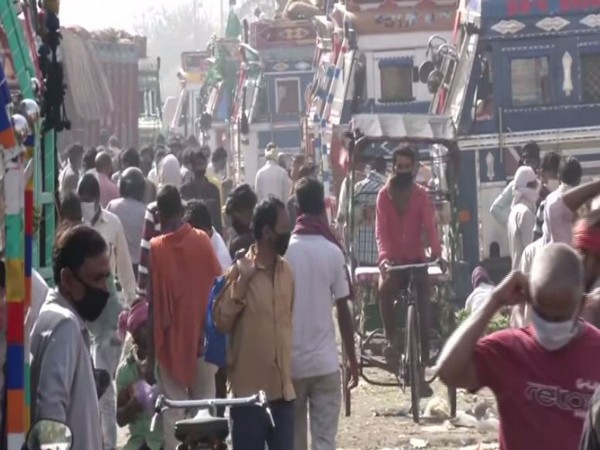 A visual of the Azadpur Sabzi Mandi amid the coronavirus outbreak. Photo/ANI