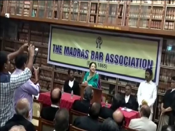 Chief Justice of Madras High Court, Vijaya Kamlesh Tahilramani addressing the court on Friday. Photo/ANI