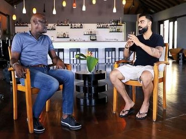 Former West India player Viv Richards (left) and India captain Virat Kohli (right) (Photo/ BCCI Twitter) 