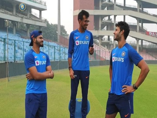 From left to right: Shreyas Iyer, Yuzvendra Chahal, and Shivam Dube