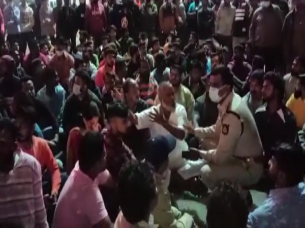 VIsual from tHE protest at Belagavi (Photo/ANI) 