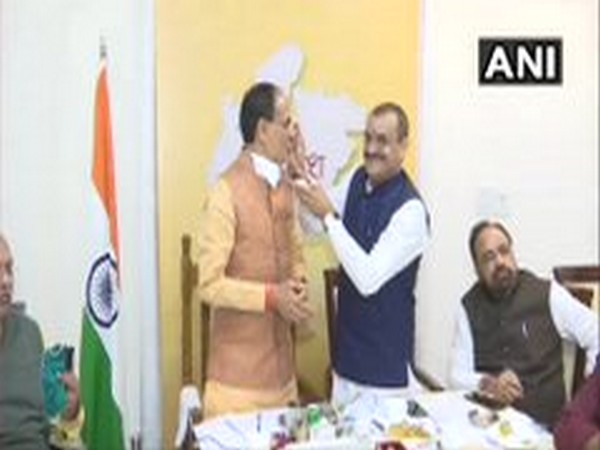 Visuals from BJP headquarters in Bhopal on Tuesday. Photo/ANI