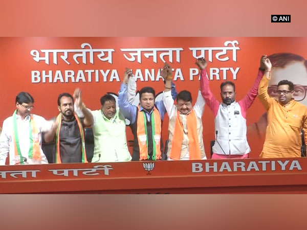 TMC MP Anupam Hazra along with Congress MLA Dulal Chand and CPM MLA Khagen Murmu joined BJP on Tuesday. (Photo/ANI)