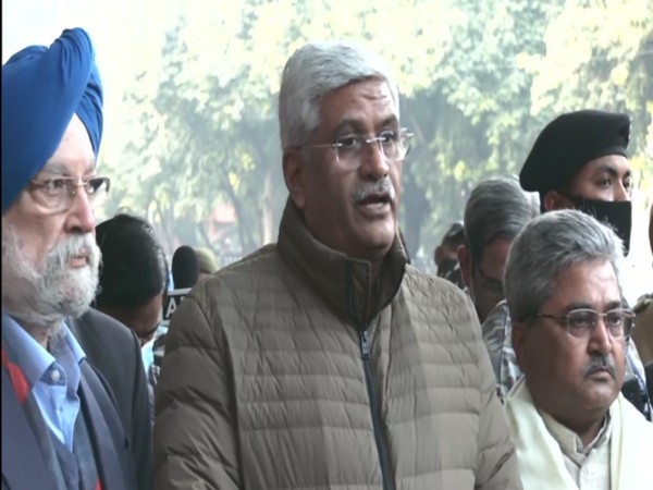 Gajendra Singh Shekhawat, Hardeep Singh Puri after meeting ECI on Monday (Photo/ANI)