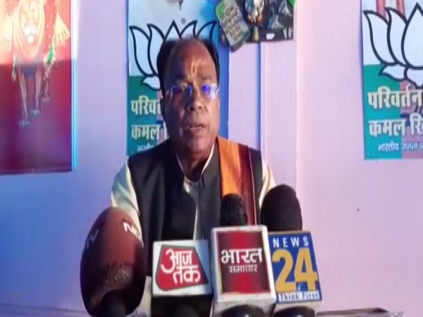 BJP MLA Suresh Tiwari speaking during his press conference on Tuesday. Photo/ANI