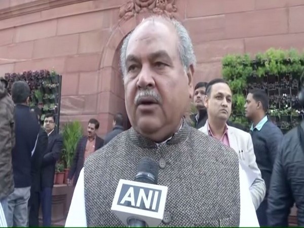 Union Agriculture Minister Narendra Singh Tomar talking to ANI after the joint session of Parliament at the beginning of Budget Session.