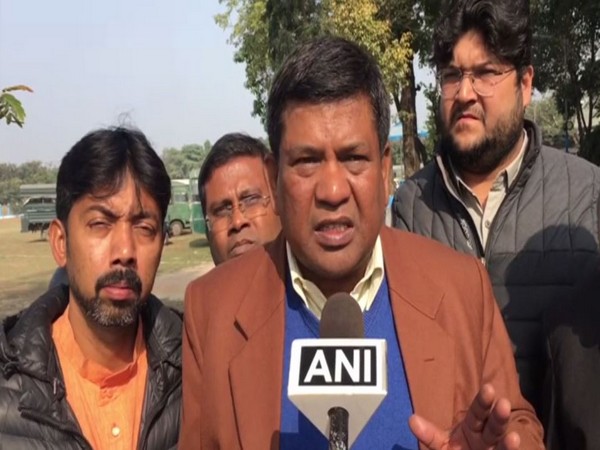 BJP leader Rathindra Nath Bose speaking to ANI on Monday in Siliguri. Photo/ANI