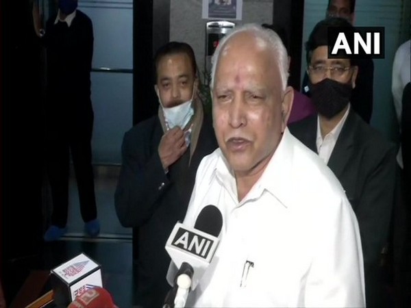 Karnataka Chief Minister BS Yediyurappa talking to reporters on Sunday over the cabinet expansion of the state. (Photo/ANI)