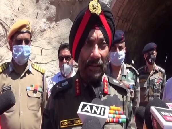 BRO Chief Lt Gen Harpal Singh speaking to reporters in Tehri on Tuesday. [Photo/ANI]