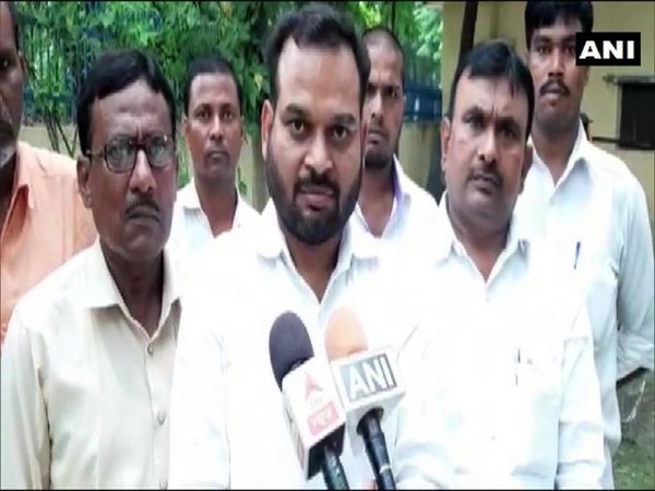 A member of the BSP delegation talking to reporters on Thursday. Photo/ANI