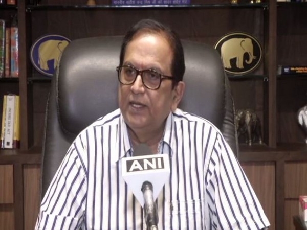 BSP national general secretary Satish Chandra Misra speaking to ANI in Lucknow on Sunday. Photo/ANI