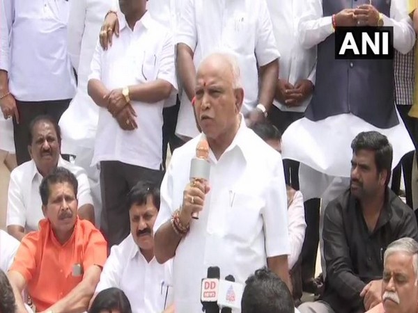 Former chief minister and BJP leader B S Yeddyurappa talking to reporters on Wednesday.