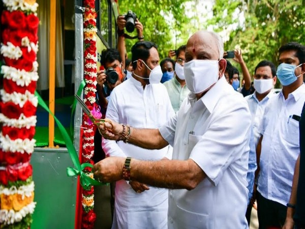 Chief Minister BS Yediyurappa at the launch of mobile health clinic van