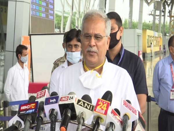 Chhattisgarh Chief Minister Bhupesh Baghel speaking to reporters in Raipur on Friday. 