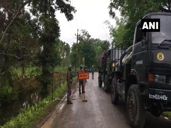 Army has cordoned off the area at Baghjan in Tinsukia district. [Photo/ANI]