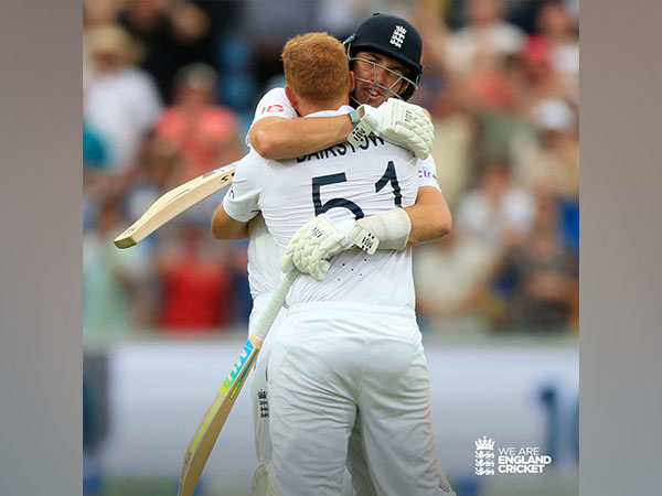 Jonny Bairstow and Jamie Overton. (Photo- England Cricket Twitter)