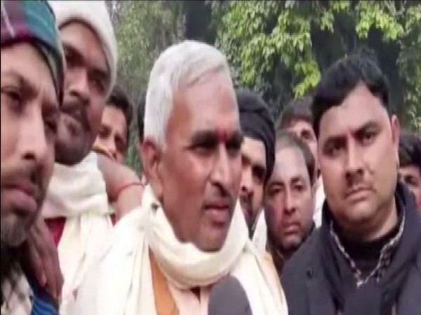 BJP MLA Surendra Singh speaking to ANI in Ballia. Photo/ANI