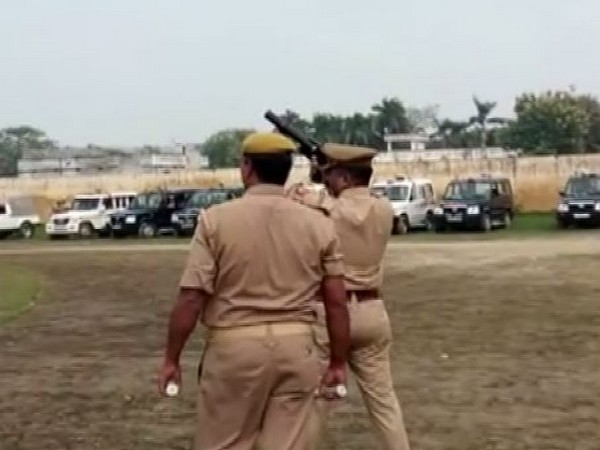 Police personnel failed to fire tear gas shells during a riot-control mock drill in Ballia. Photo/ANI