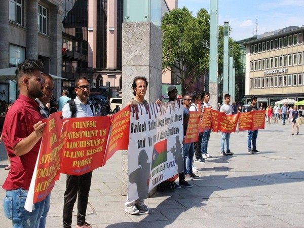 BRP activists stage an anti-Pakistan protest in Cologne, Germany over enforced disappearances of Baloch people in Balochistan.