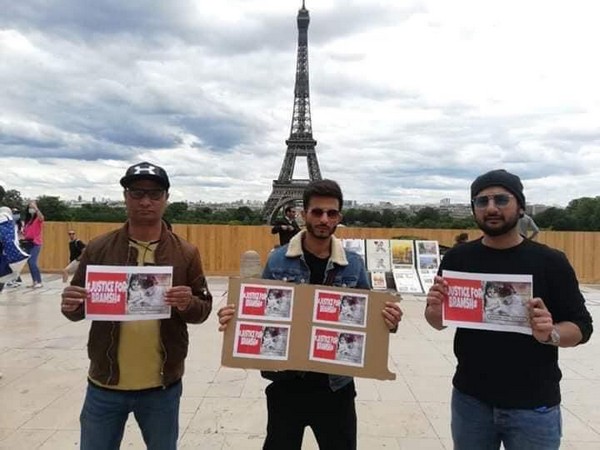 Baloch political activists protesting in France