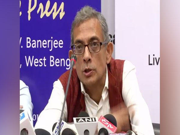 Nobel Laureate Abhijit Banerjee addressing a press conference on Tuesday. Photo/ANI