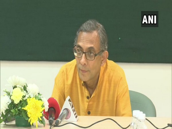 Nobel laureate Prof Abhijit Banerjee speaking at a press conference in Mumbai on Saturday. Photo/ANI